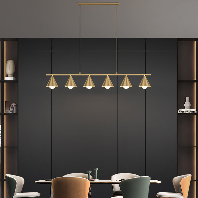 Luci dell'isola a cono Luce a soffitto dell'isola metallica contemporanea in oro