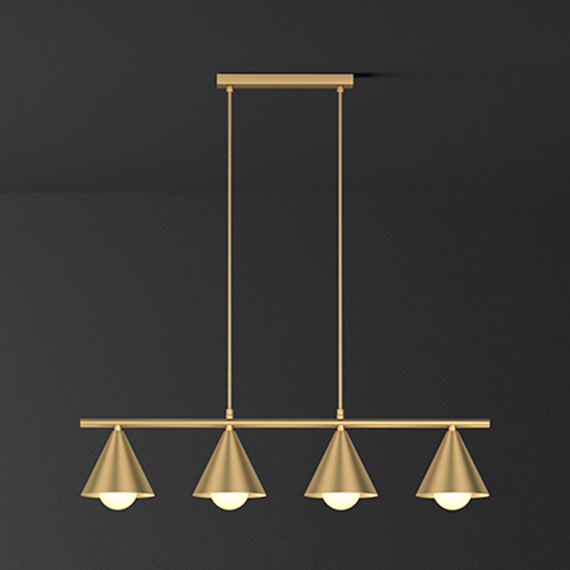 Luci dell'isola a cono Luce a soffitto dell'isola metallica contemporanea in oro