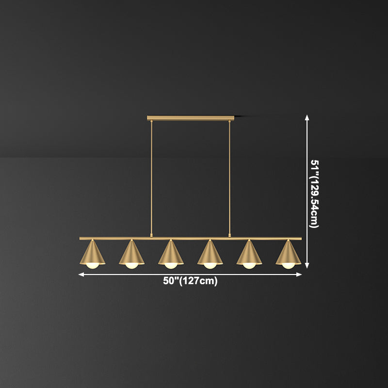 Luci dell'isola a cono Luce a soffitto dell'isola metallica contemporanea in oro