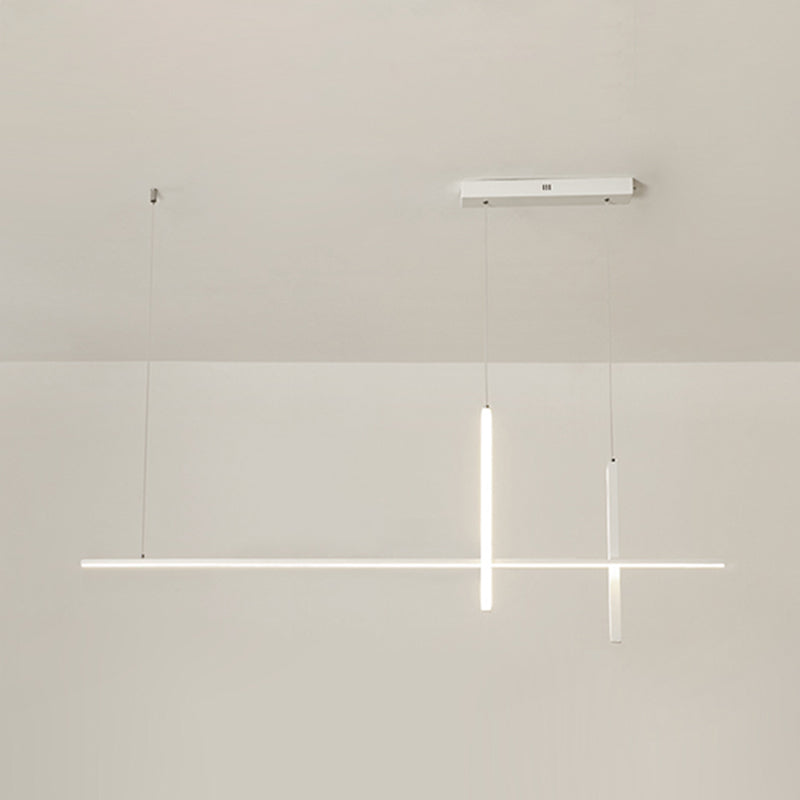 Luci d'isola lineare Luce a soffitto dell'isola metallica contemporanea in finitura bianca