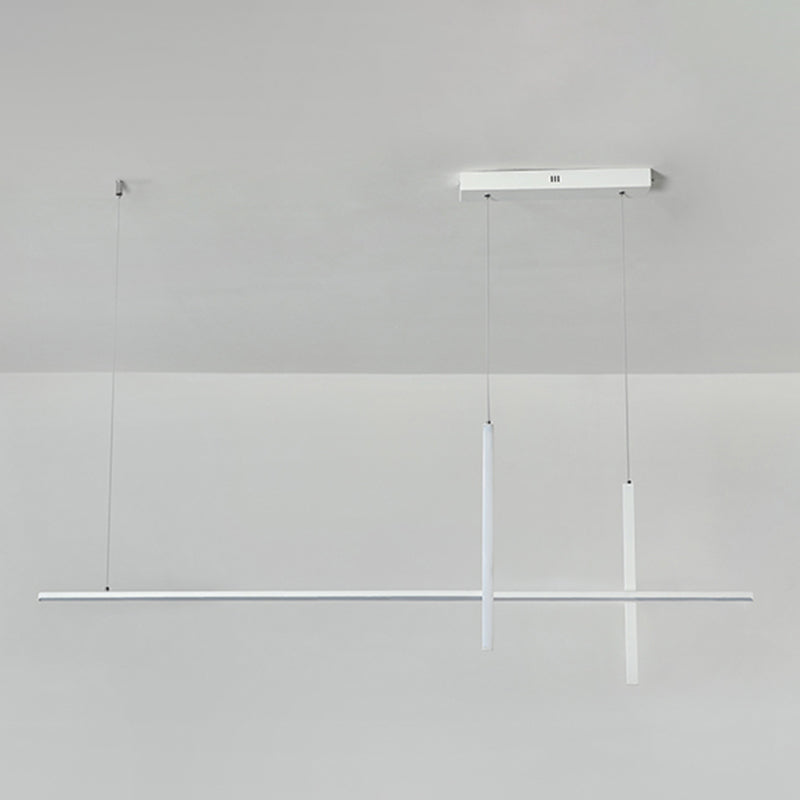 Luci d'isola lineare Luce a soffitto dell'isola metallica contemporanea in finitura bianca