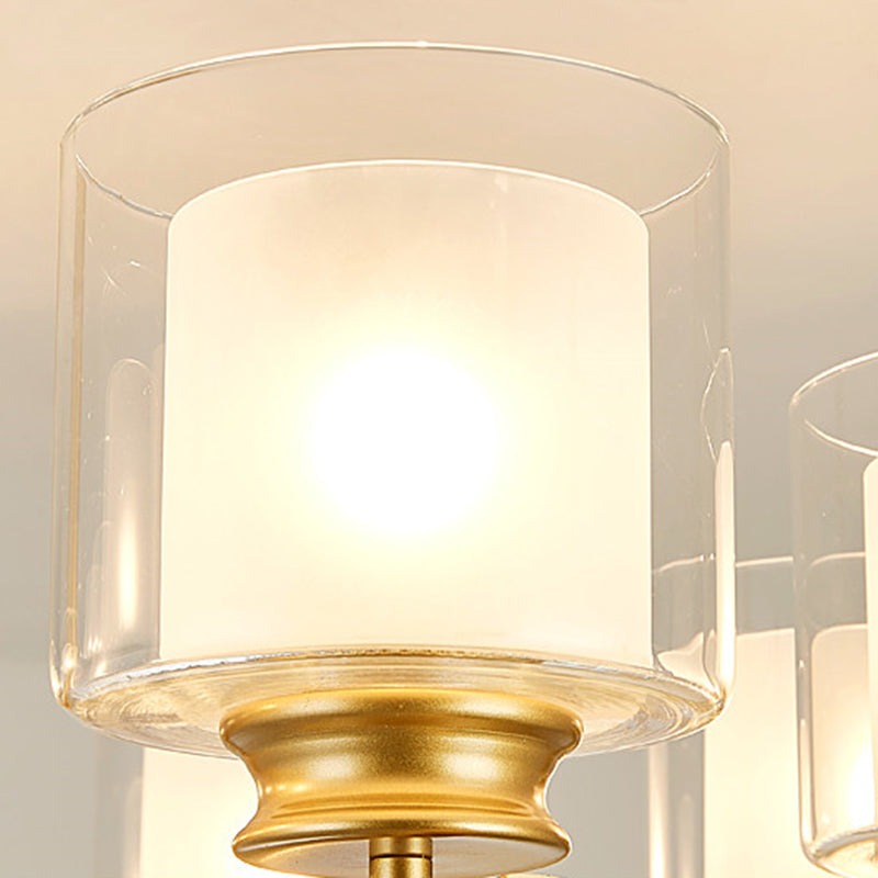 Luces de la isla de cilindro Luz de techo de isla de metal contemporánea con sombra de vidrio