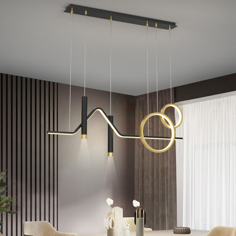 Geometric Contemporary Island Lighting Metal Island Ceiling Light in Black and Gold