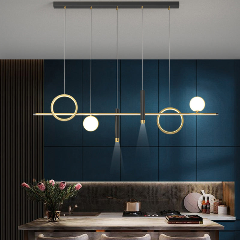 Geometric Contemporary Island Lighting Metal Island Ceiling Light in Black and Gold