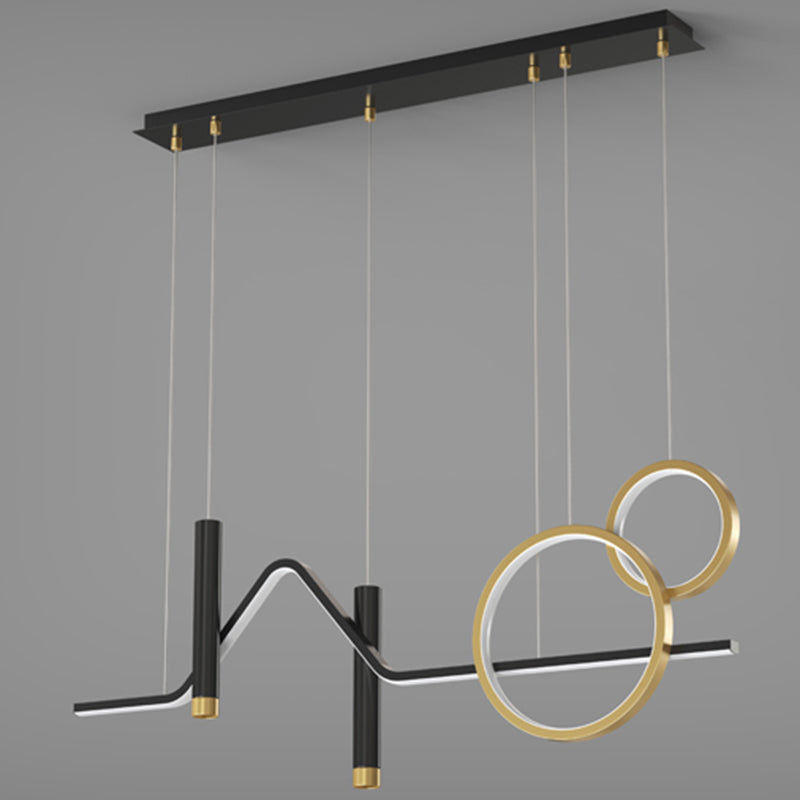 Geometric Contemporary Island Lighting Metal Island Ceiling Light in Black and Gold