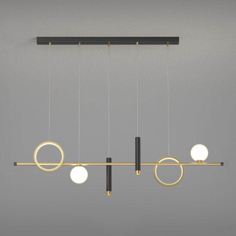 Geometric Contemporary Island Lighting Metal Island Ceiling Light in Black and Gold