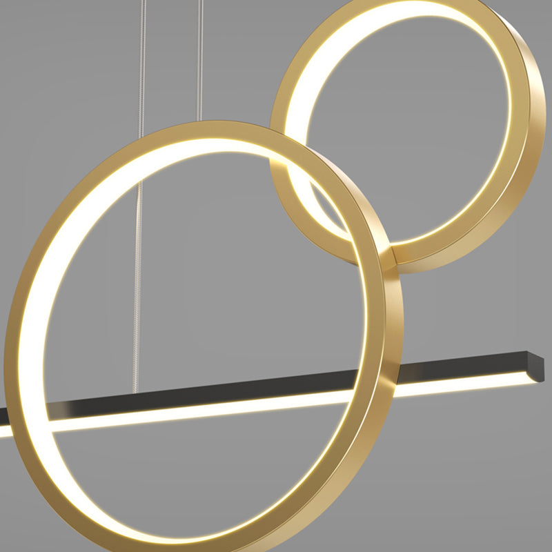 Geometric Contemporary Island Lighting Metal Island Ceiling Light in Black and Gold