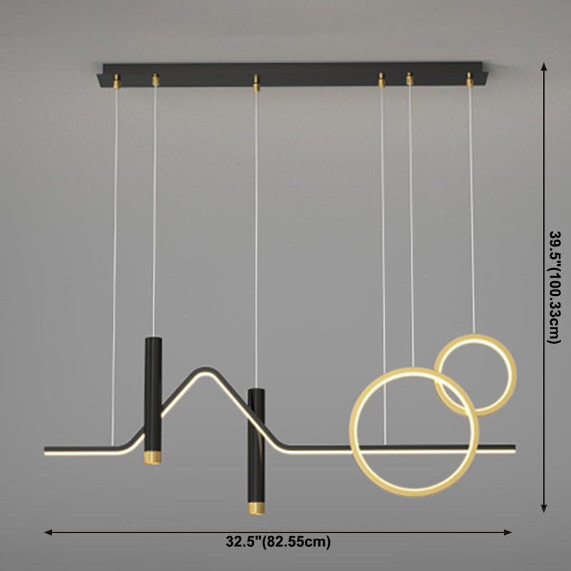 Geometric Contemporary Island Lighting Metal Island Ceiling Light in Black and Gold