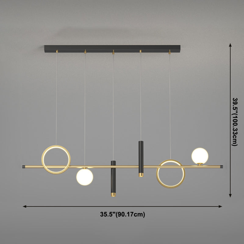 Geometric Contemporary Island Lighting Metal Island Ceiling Light in Black and Gold