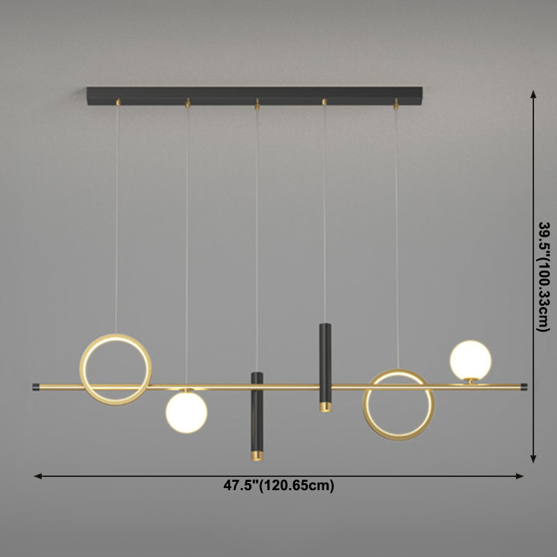 Geometric Contemporary Island Lighting Metal Island Ceiling Light in Black and Gold