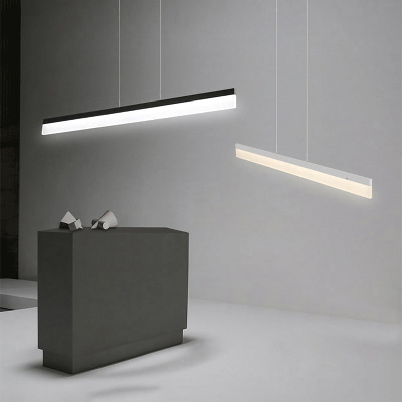 Idea de iluminación de isla lineal moderna Luces colgantes de aluminio con sombra acrílica