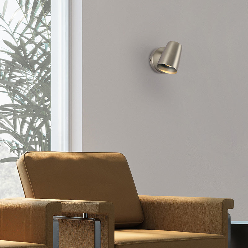 Lámparas de pared de pared de cilindro de metal contemporáneos 1 lámparas de luz de luz en plata