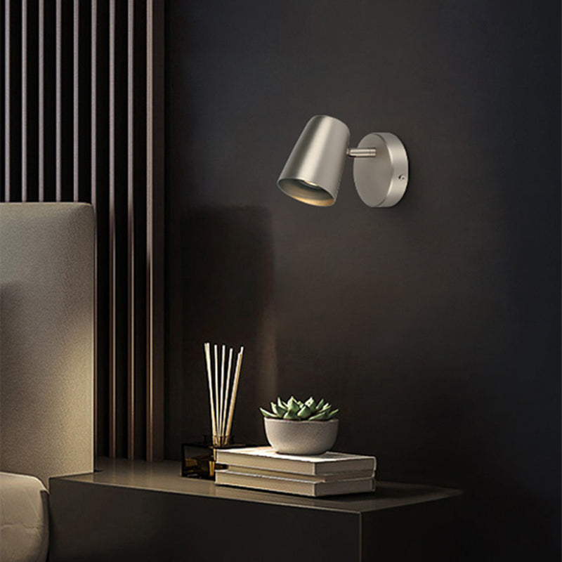 Lámparas de pared de pared de cilindro de metal contemporáneos 1 lámparas de luz de luz en plata