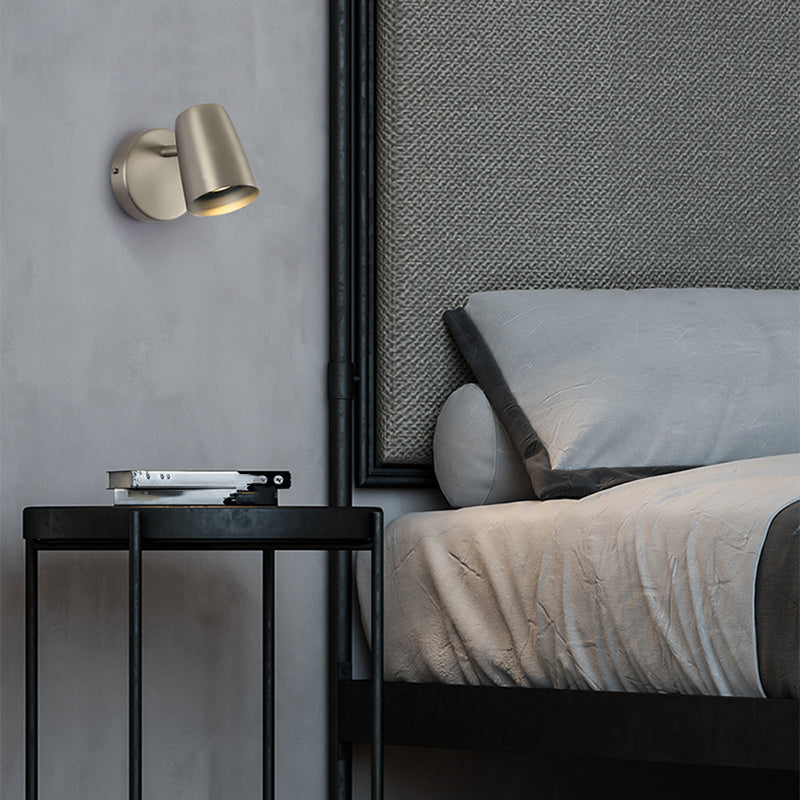 Lámparas de pared de pared de cilindro de metal contemporáneos 1 lámparas de luz de luz en plata