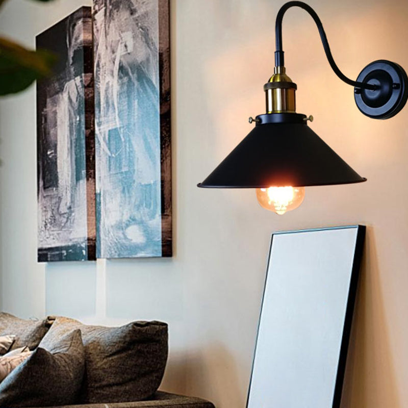 Industrial Style Flared Shaped Wall Lamp Metal 1 Light Wall Mounted Lamps