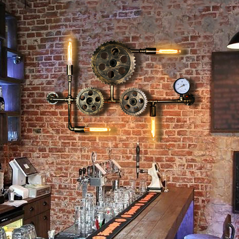 Illuminazione a parete in metallo multiple industriale pipa da acqua sfumatura lampada montata a parete