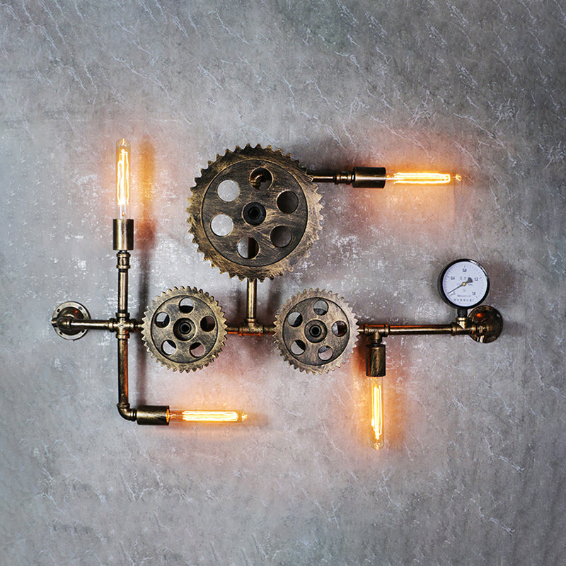 Illuminazione a parete in metallo multiple industriale pipa da acqua sfumatura lampada montata a parete