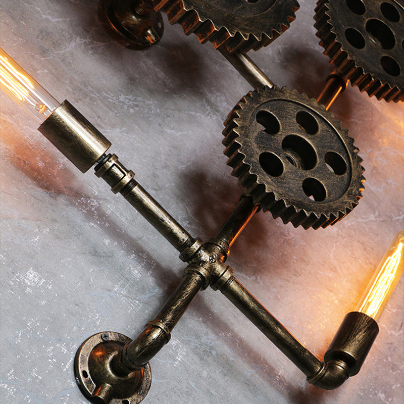 Illuminazione a parete in metallo multiple industriale pipa da acqua sfumatura lampada montata a parete