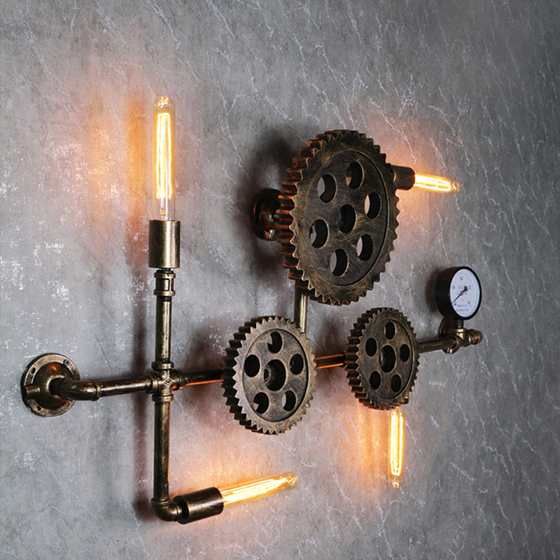 Illuminazione a parete in metallo multiple industriale pipa da acqua sfumatura lampada montata a parete