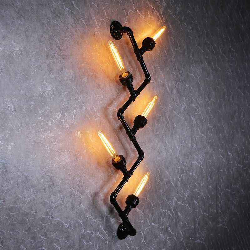 Illuminazione a parete in metallo multiple industriale pipa da acqua sfumatura lampada montata a parete