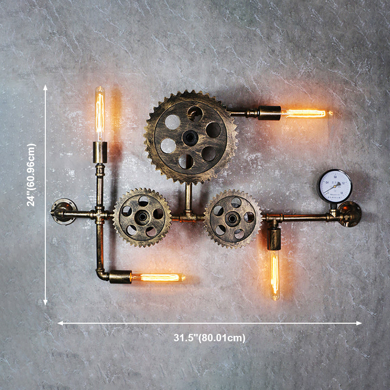 Illuminazione a parete in metallo multiple industriale pipa da acqua sfumatura lampada montata a parete
