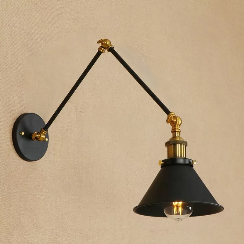 Industrial Swing Arms Wall Mounted Light Metal 1 Light Wall Mounted Lamp