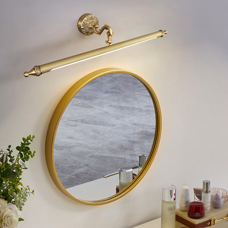1 Light Linear Wall Lighting Modern Style Mirror Wall Mounted Light Fixture in Brass