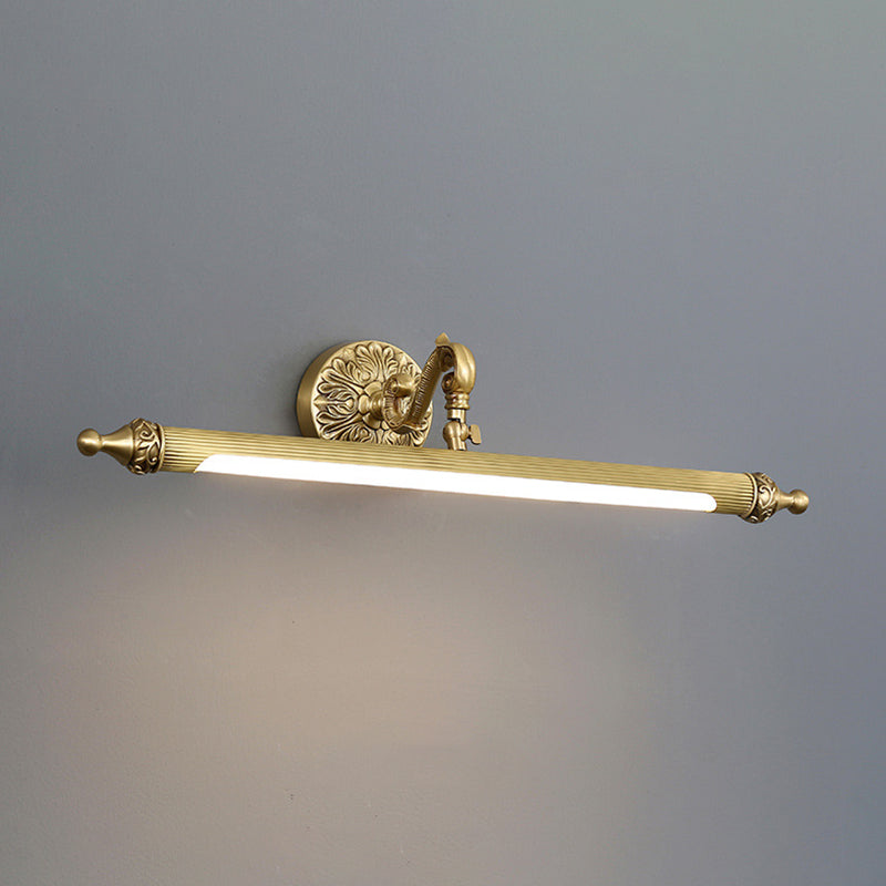 1 Light Linear Wall Lighting Modern Style Mirror Wall Mounted Light Fixture in Brass