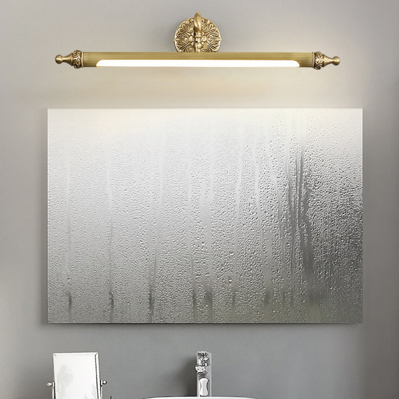 1 Light Linear Wall Lighting Modern Style Mirror Wall Mounted Light Fixture in Brass