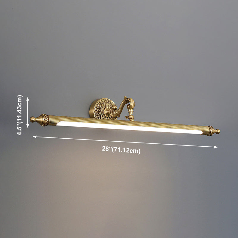 1 Light Linear Wall Lighting Modern Style Mirror Wall Mounted Light Fixture in Brass