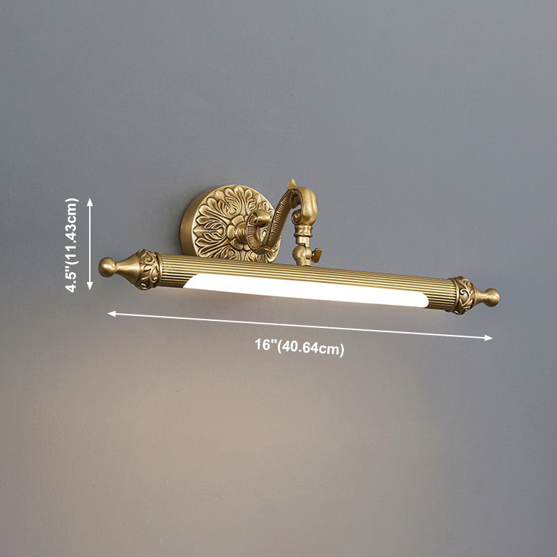 1 Light Linear Wall Lighting Modern Style Mirror Wall Mounted Light Fixture in Brass