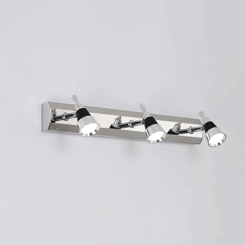 Multi Lights Metal Wall Lighting Modern Style Mirror Wall Mounted Light Fixture in Silver