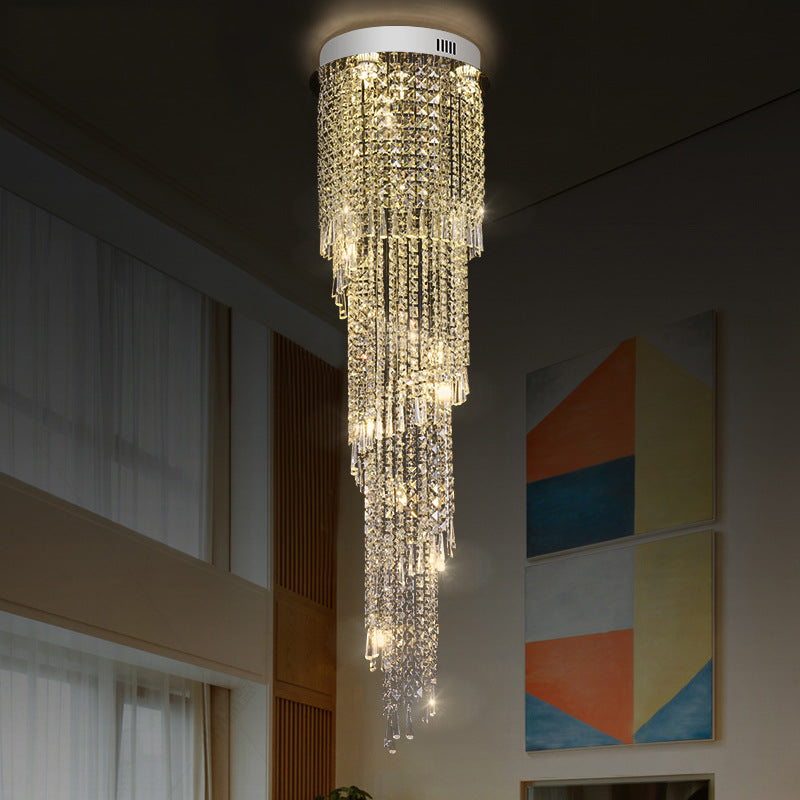 Contemporary Raindrop Pendant Light 12-Head Crystal LED Multi Ceiling Lamp in Silver