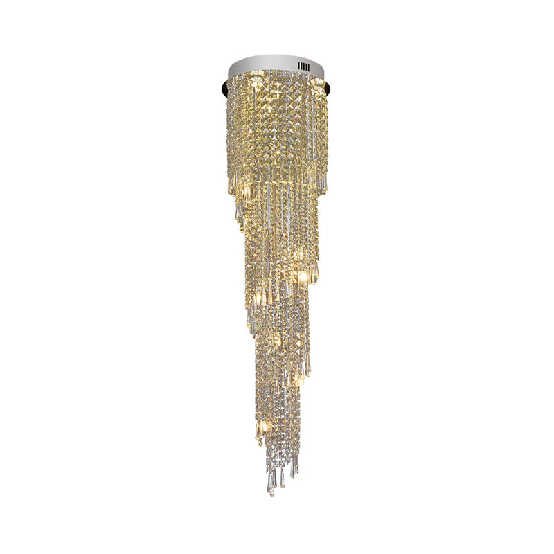 Contemporary Raindrop Pendant Light 12-Head Crystal LED Multi Ceiling Lamp in Silver