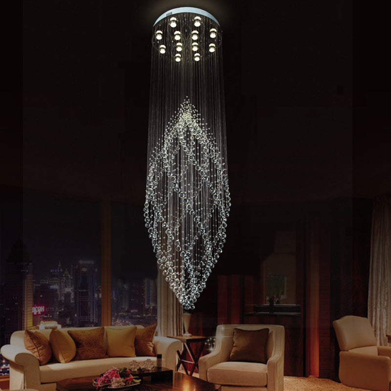 Silver Twirling Ceiling Light Modern Crystal 12-Bulb Stair LED Multi Pendant Chandelier