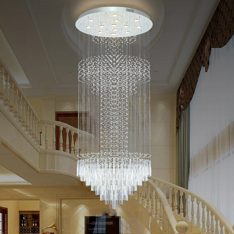 13-Head Orbs and Rods Hanging Light Contemporary Silver Crystal LED Cluster Pendant Light