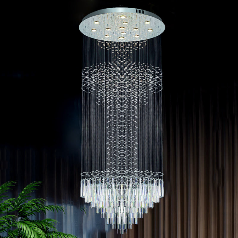13-Head Orbs and Rods Hanging Light Contemporary Silver Crystal LED Cluster Pendant Light