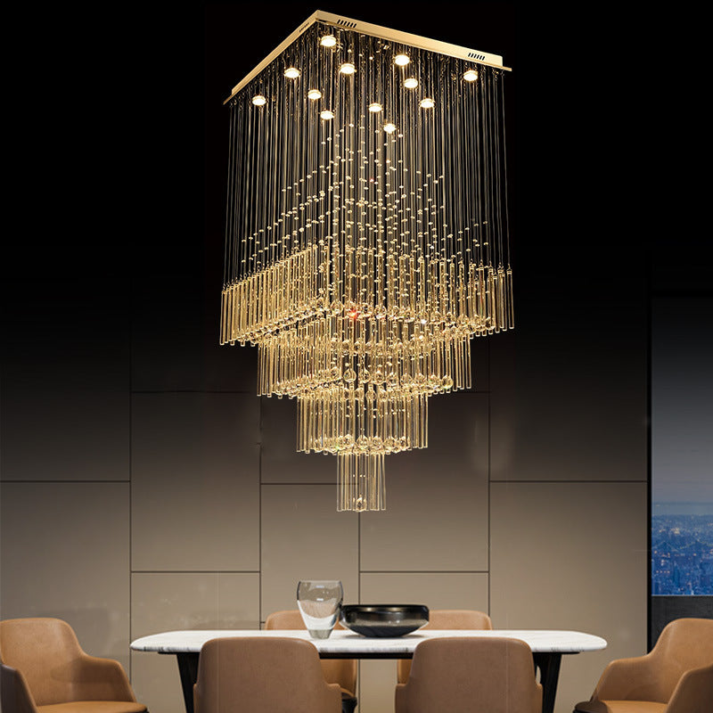 13 Lights Crystal Suspension Lamp Contemporary Silver Orbs and Rods Stair LED Cluster Pendant Light
