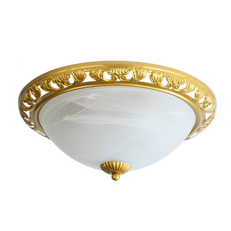 Minimalism Traditional Ceiling Lamp Glass Shade Flush Mount Light for Sitting Room