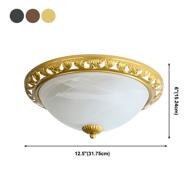 Minimalism Traditional Ceiling Lamp Glass Shade Flush Mount Light for Sitting Room