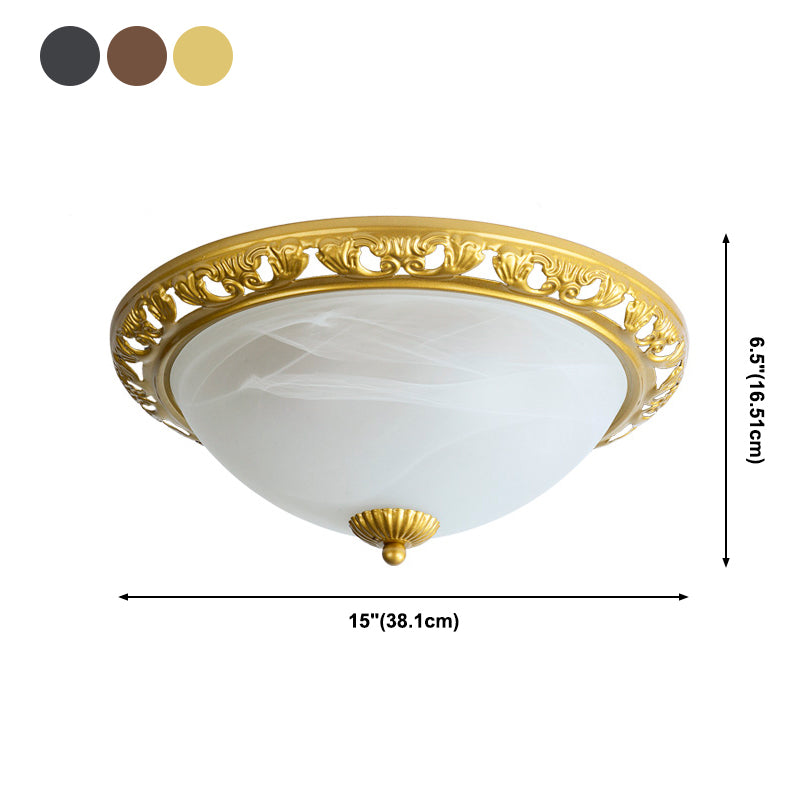Minimalism Traditional Ceiling Lamp Glass Shade Flush Mount Light for Sitting Room