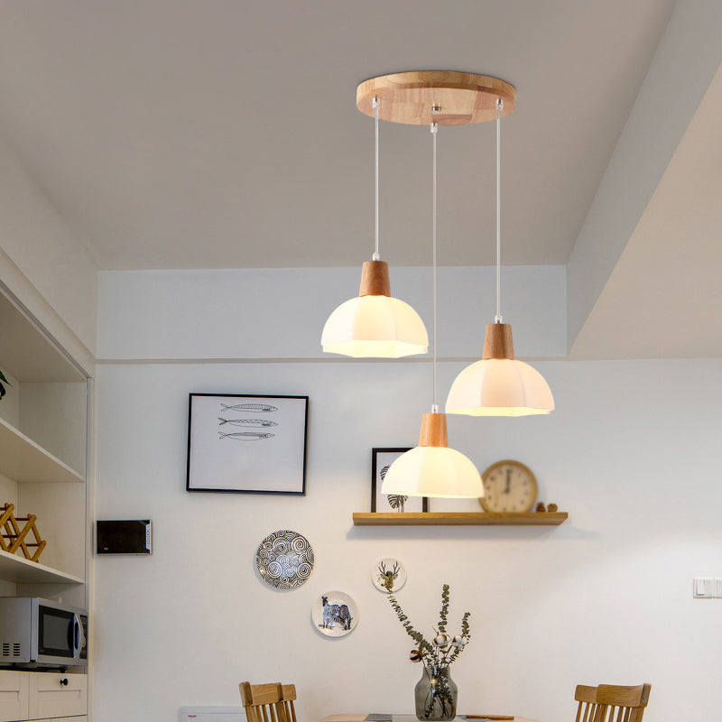 Moderner Stil hängend hängendes helles Holz und Glasanhänger Licht für Schlafzimmer Küche