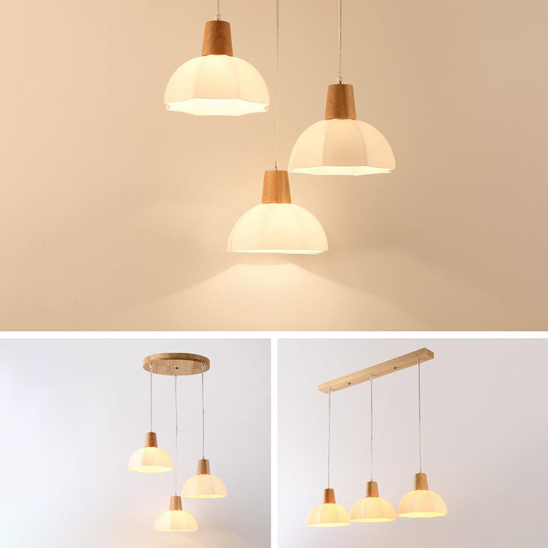 Moderner Stil hängend hängendes helles Holz und Glasanhänger Licht für Schlafzimmer Küche