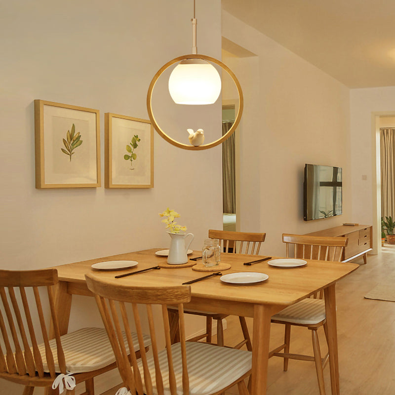 Holz 1 hängende hängende leichte Globus und Vögel Schlafzimmer moderne Anhängerleuchten