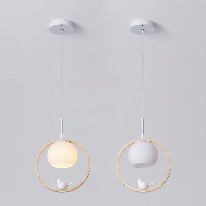 Holz 1 hängende hängende leichte Globus und Vögel Schlafzimmer moderne Anhängerleuchten