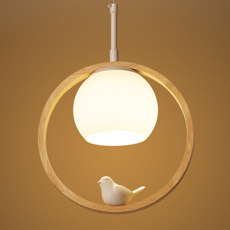 Holz 1 hängende hängende leichte Globus und Vögel Schlafzimmer moderne Anhängerleuchten