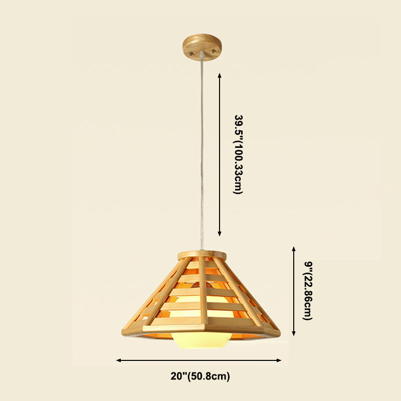 Lampada a ciondolo cono in stile moderno 1 lampadina in lampadina in legno per la casa da tè