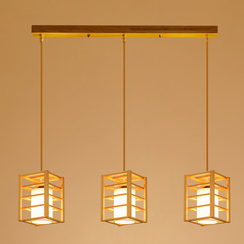 Holzrechteck hängende Lampe zeitgenössische weiße Glasschatten -Anhängerlampe für Esszimmer