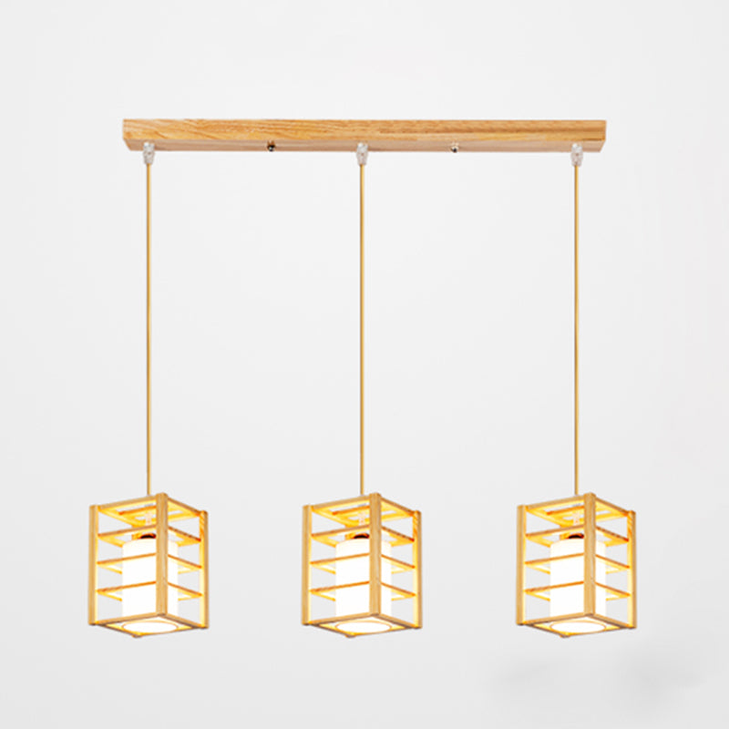 Holzrechteck hängende Lampe zeitgenössische weiße Glasschatten -Anhängerlampe für Esszimmer