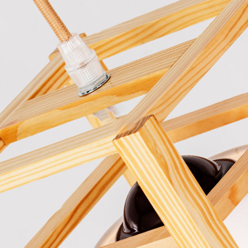 Holzrechteck hängende Lampe zeitgenössische weiße Glasschatten -Anhängerlampe für Esszimmer